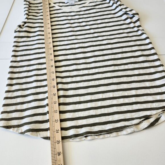Liz Claiborne Women's Cap Sleeve Tee Army Green Striped 100% cotton Size Large - Picture 7 of 7